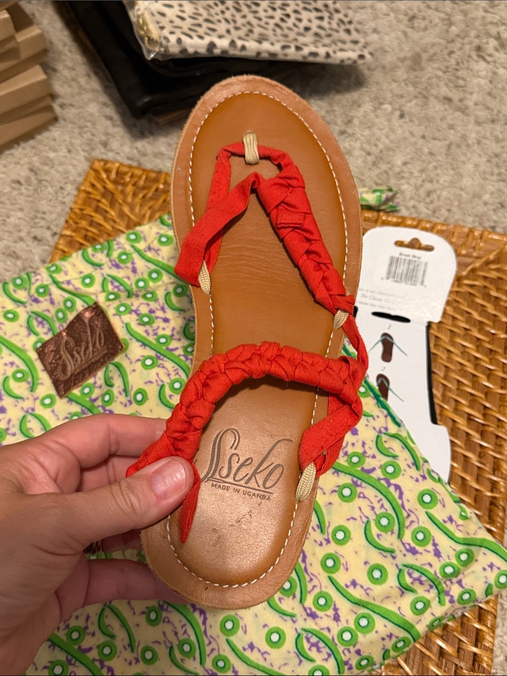 Sseko Black leather ribbon Sandals with brown ribbons and dust bag - Picture 4 of 4